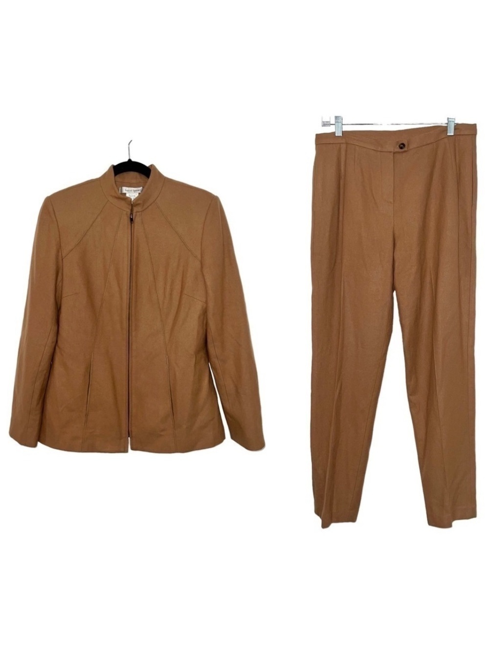Harve Bernard Tan Brown Wool Blend Pantsuit Size 10